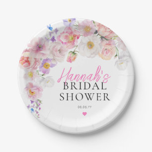 Eloise Pink Floral Bridal Shower Paper Plates