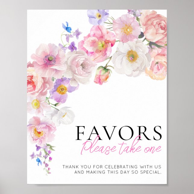Eloise Pink Floral Favors Sign (Front)