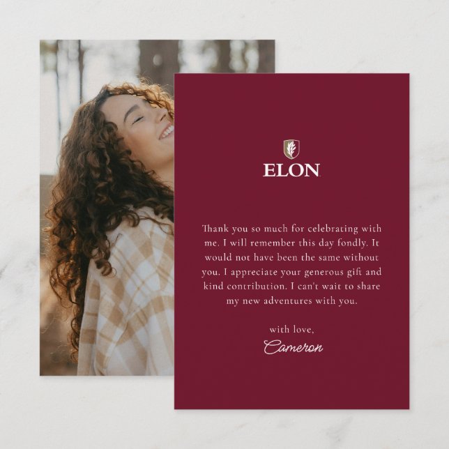 Elon | Graduate 20XX Thank You Card (Front/Back)