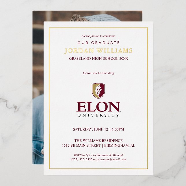 Elon Graduation Foil Invitation (Front/Back)