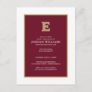 Elon University E   Graduation Announcement Postcard