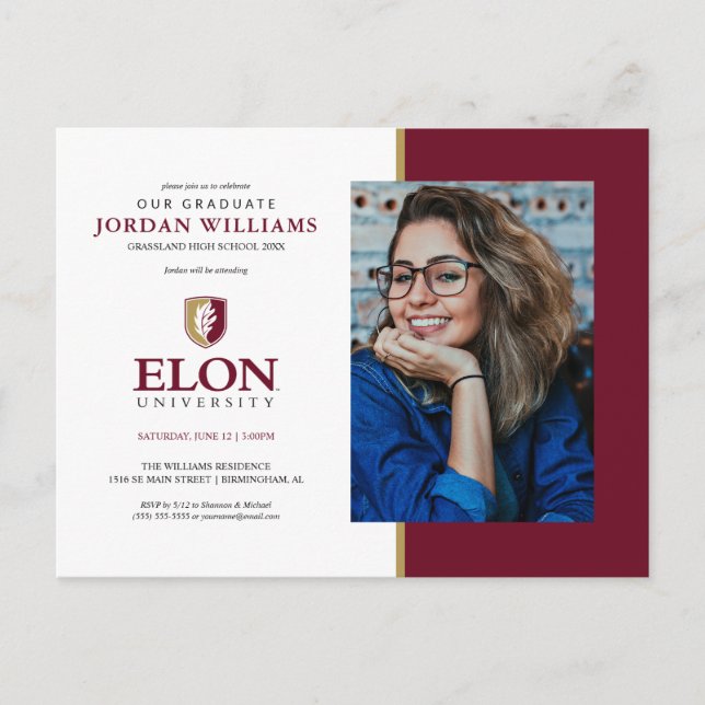 Elon University | Graduation Announcement Postcard (Front)