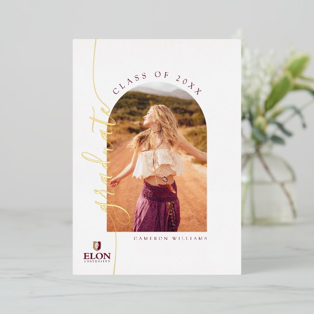 Elon University Graduation Foil Invitation (Standing Front)