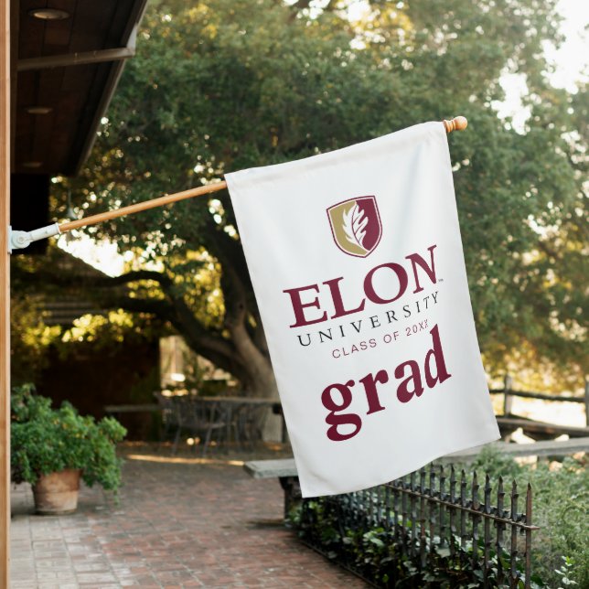Elon University Graduation House Flag (In SItu)