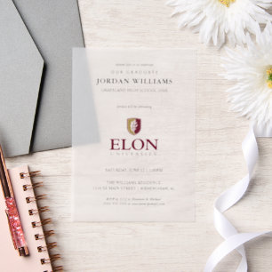 Elon University Graduation Vellum Invitations
