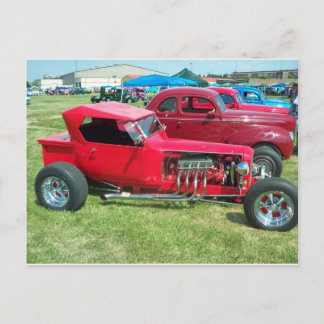 Elongated Red Hot Rod Postcard
