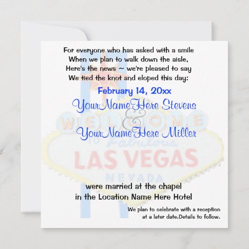 Elope Las Vegas Marriage Announcement