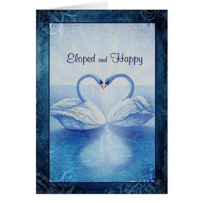 Eloped Announcement Swans Kissing Greeting Cards