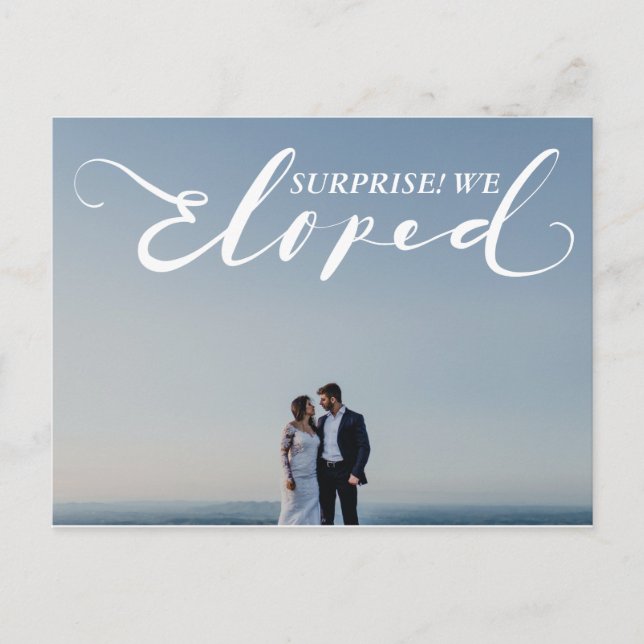 "Eloped" Surprise Marriage Elegant Announcement Postcard (Front)