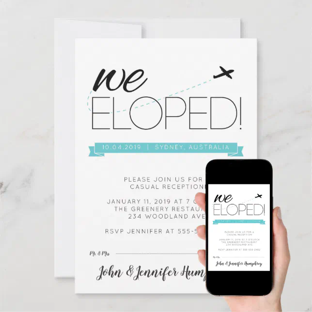 Elopement Announcement and Reception Invitation Zazzle