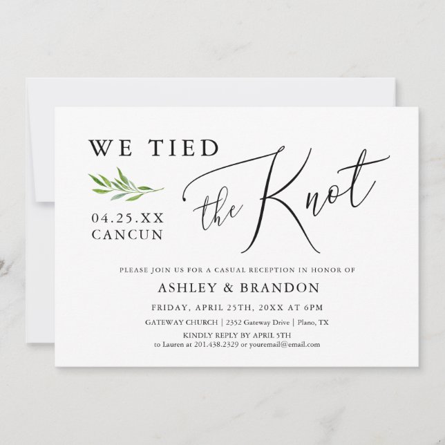 Elopement Announcement Card | We Tied The Knot (Front)