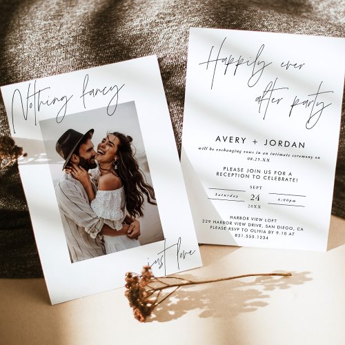Elopement Announcement Modern Wedding Reception Invitation