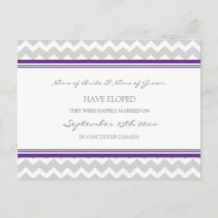 Elopement Announcement Postcards Purple Gray