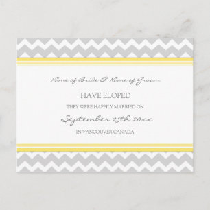 Elopement Announcement Postcards Yellow Gray