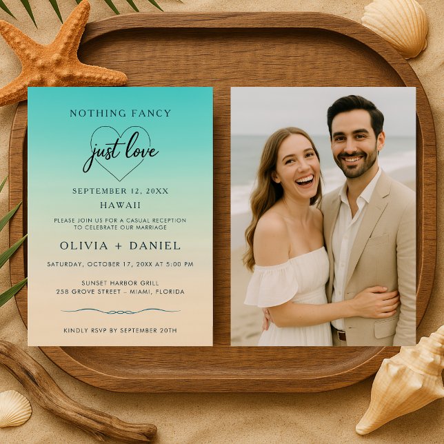 Elopement Beach Photo Wedding Reception Invitation (Creator Uploaded)