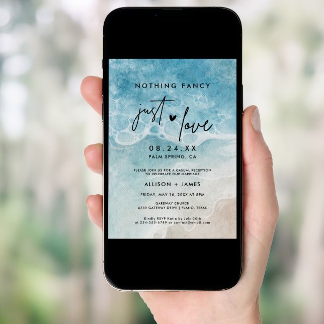 Elopement Beach Wedding Reception Invitation (Front Digital)