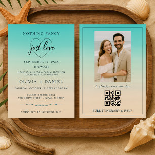 Elopement Beach Wedding Reception QR Code Invitation