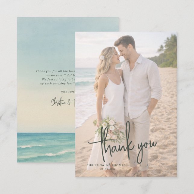 Elopement Beach Wedding Thank You Card (Front/Back)