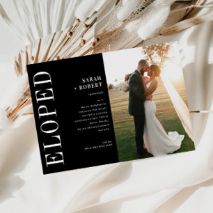elopement black and white wedding announcement