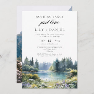 Elopement Forest Lakeside Wedding Reception Photo Invitation