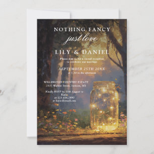 Elopement Forest Mason Jar Wedding Reception Invitation