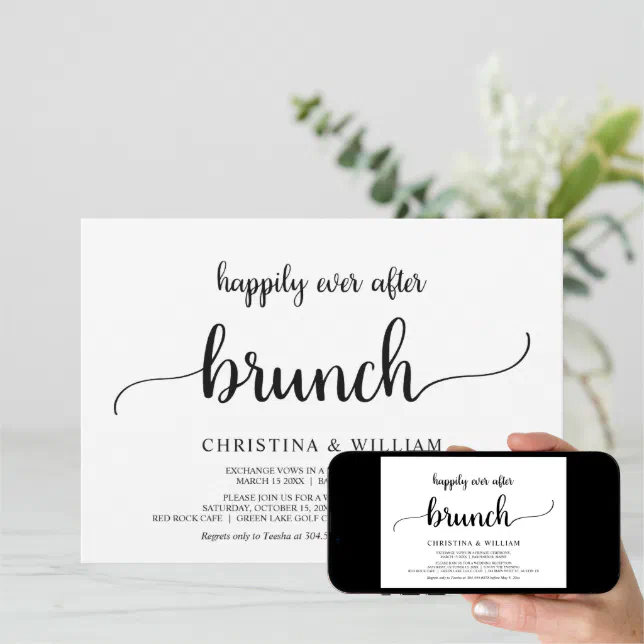 Elopement Happily Ever After Brunch Rustic Invitation Zazzle 