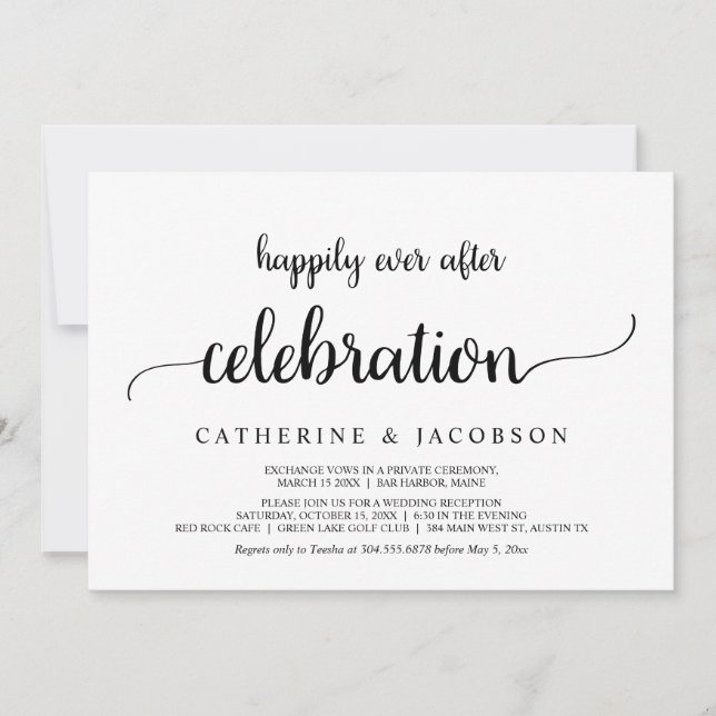Elopement, Happily Ever After Celebration, Rustic  Invitation (Front)