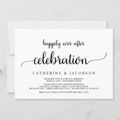 Elopement Happily Ever After Celebration Rustic  Invitation