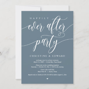Elopement, Happily Ever After Party, Dusty Blue In Invitation