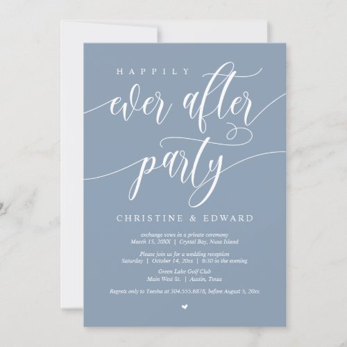Elopement Happily Ever After Party Dusty Blue Invitation