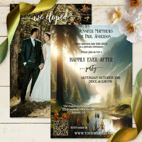 Elopement Happily Ever After Wedding Photo  Invitation