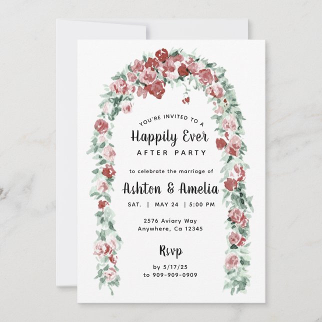 Elopement Invitation - Happily Ever After Party  (Front)