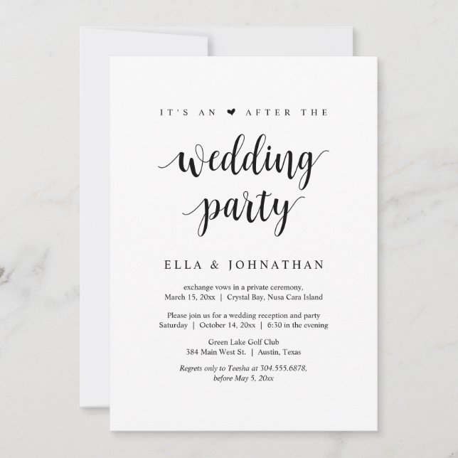 Elopement, Its an after the Wedding Party  Invitation (Front)