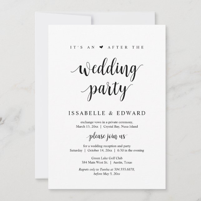 Elopement, Its an after the Wedding Party  Invitation (Front)
