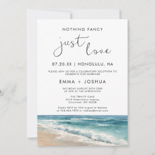 Elopement Minimalist Beach Wedding Reception Invitation