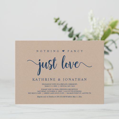 Elopement Nothing Fancy Just Love Modern Kraft I Invitation