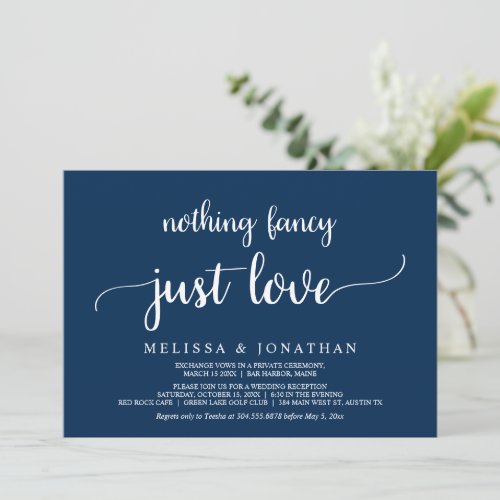 Elopement Nothing Fancy Just Love Navy Blue Invi Invitation