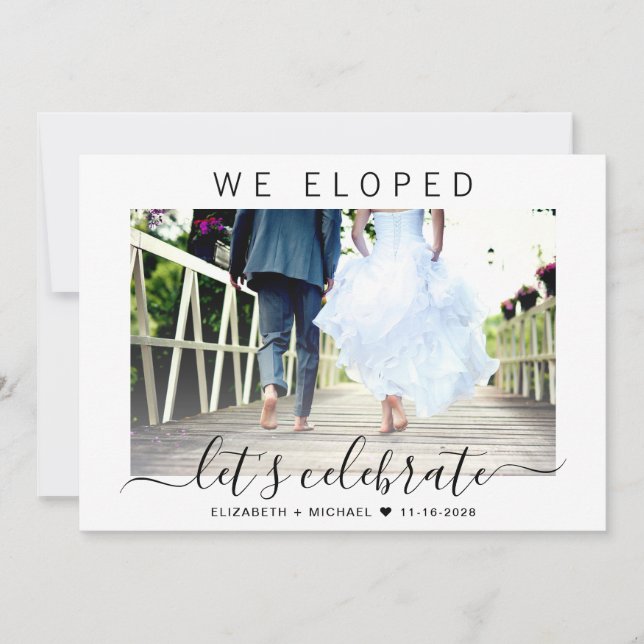 Elopement Photo Wedding Celebration Reception Invitation (Front)
