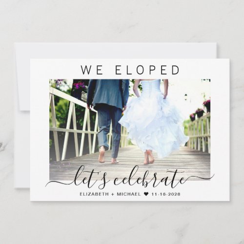 Elopement Photo Wedding Celebration Reception Invitation