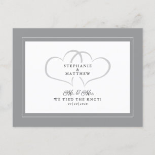 Elopement We Tied The Knot Mr & Mrs Gray White Invitation Postcard