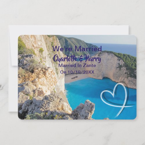 Elopement Wedding Celebration Married In Zante Invitation