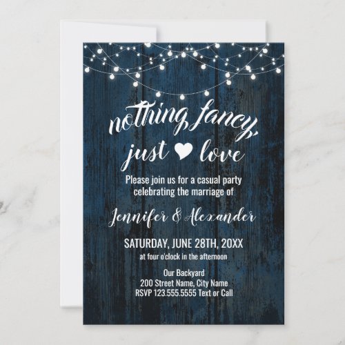 Elopement Wedding Navy Blue Wood invitation
