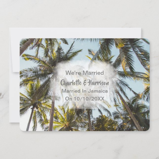 Elopement Wedding Reception Only Married Jamaica Invitation (Front)