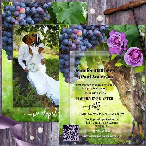 Elopement Wine Themed Wedding Photo  Invitation
