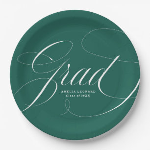 Eloquence Green Graduation Paper Plates