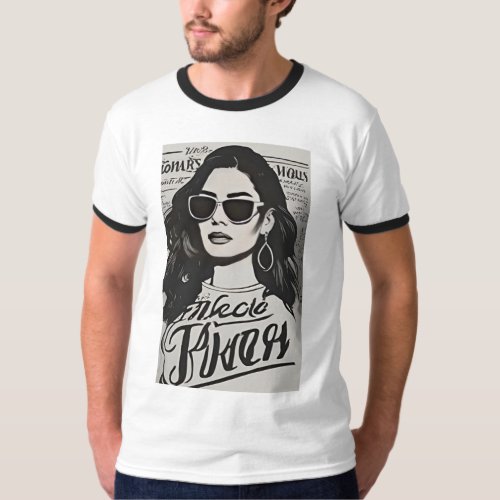 Eloquent Echoes Black and White Outline Quote Ar T_Shirt