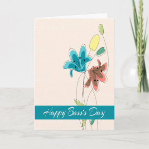 Eloquent Flower Illustrations for Happy Boss’s Day Card