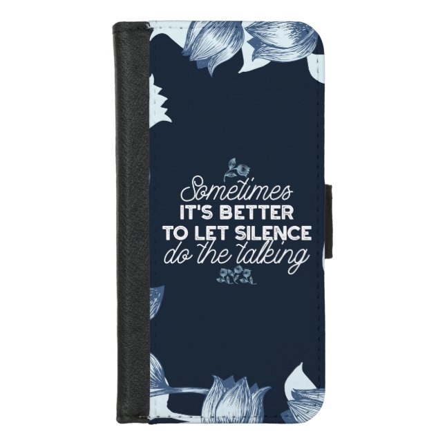 Eloquent Silence Quote Art for Serene Decor iPhone Wallet Case (Front)