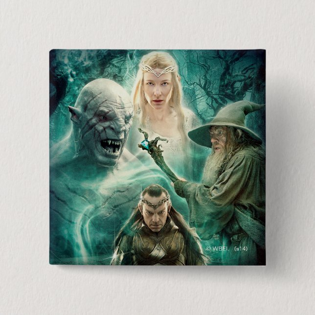 ELROND™, Azog, Galadriel, & Gandalf Graphic Pinback Button (Front)