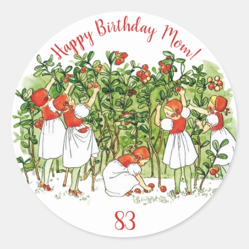 Elsa Beskow Cute Strawberry Girl  Classic Round Sticker